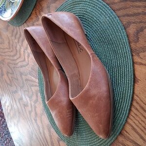 Zodiac Hill Cognac Brown Leather Pointed Toe Flats Size 11